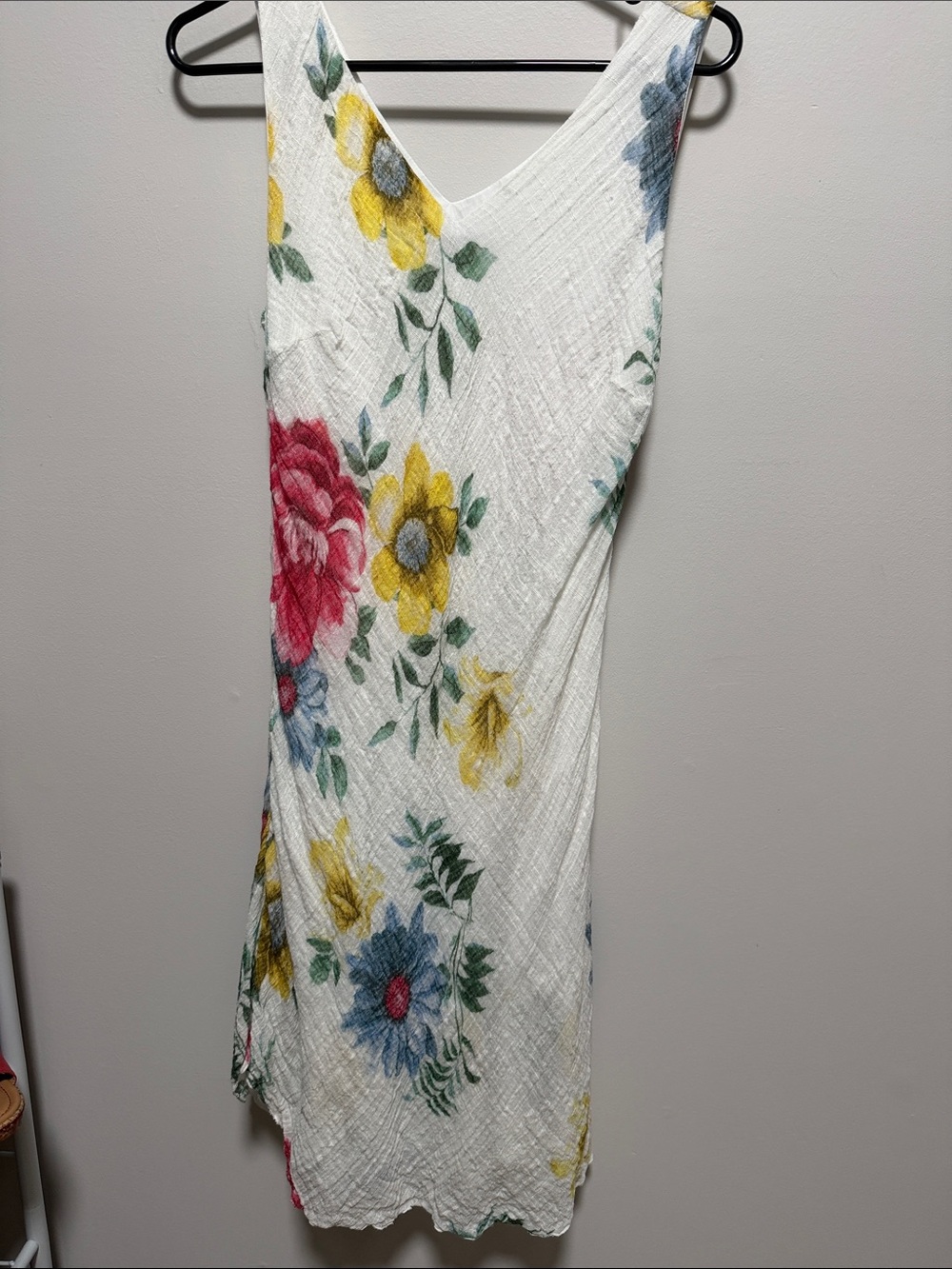 CHARLIE B White Maxi Dress with Yellow, Blue & Pink Floral Pattern